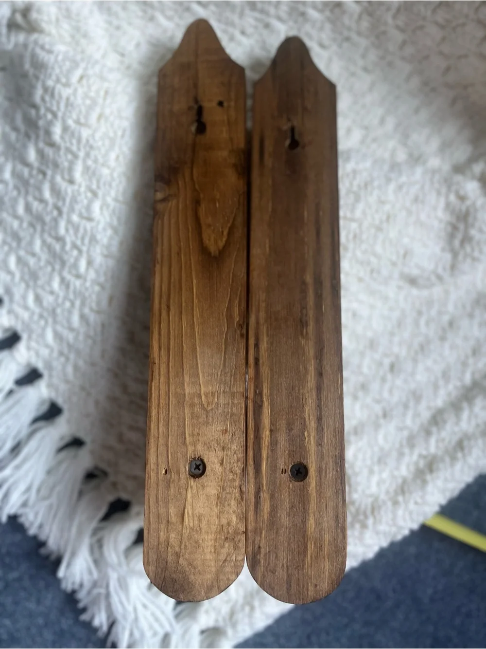 Vintage Handcrafted Brown Wooden Wall Candle Holders - Set of 2